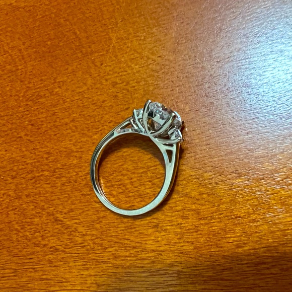 Moissanite Oval Three Stone Ring - Picture 3 of 5